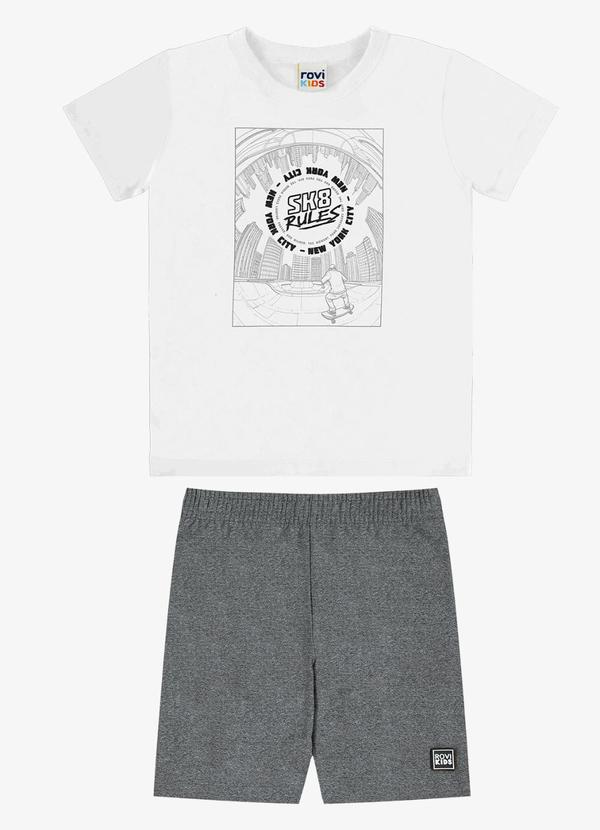 Conjunto Camiseta com Bermuda Infantil Branco