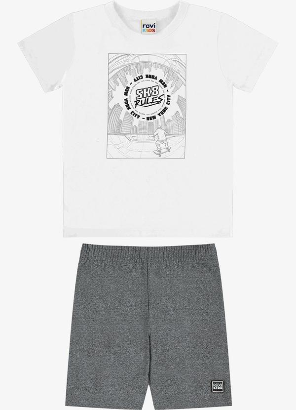 Conjunto Camiseta com Bermuda Infantil Branco