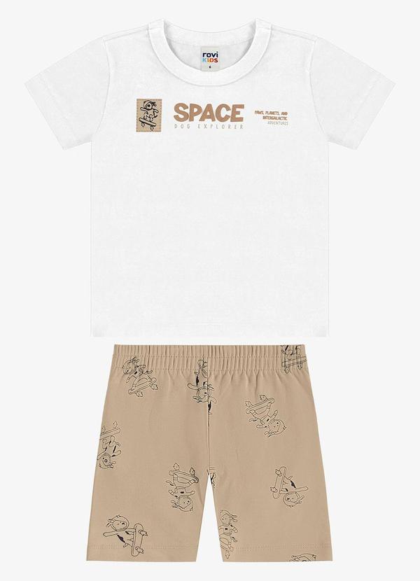 Conjunto Camiseta com Bermuda Infantil Branco