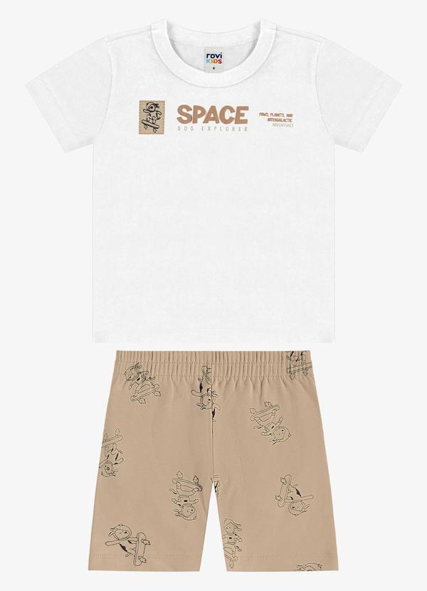 Conjunto Camiseta com Bermuda Infantil Branco