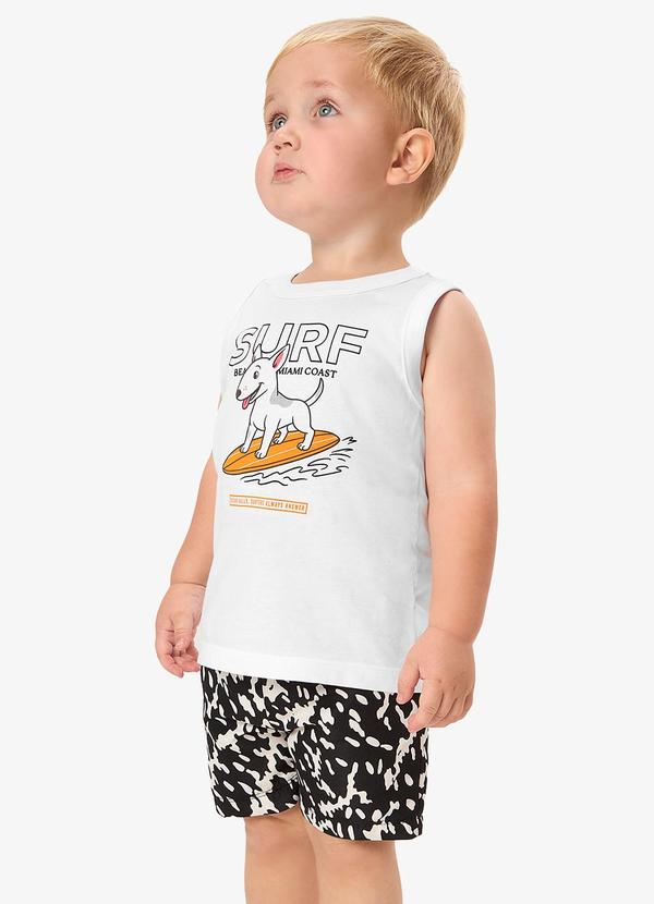 Conjunto Camiseta com Bermuda Infantil Branco