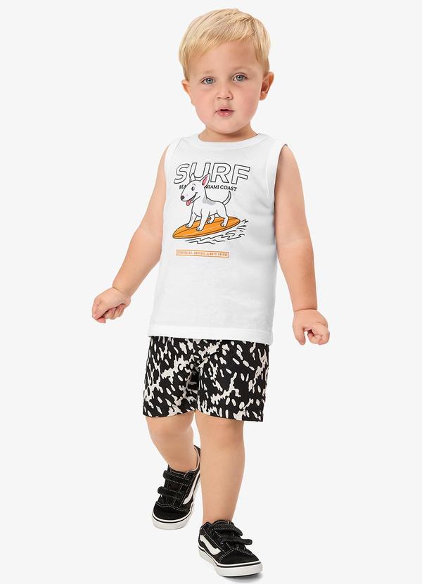 Conjunto Camiseta com Bermuda Infantil Branco