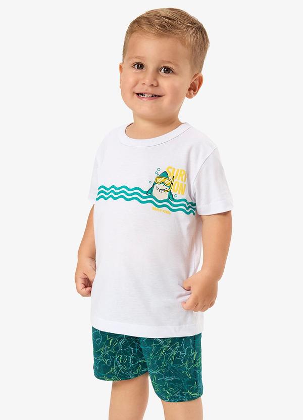 Conjunto Camiseta com Bermuda Infantil Branco