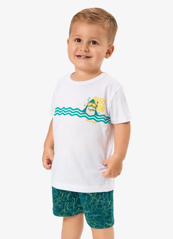 Conjunto Camiseta com Bermuda Infantil Branco