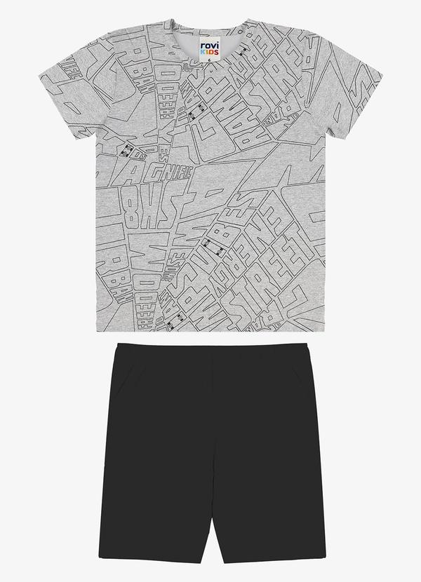 Conjunto Camiseta com Bermuda Infantil Cinza