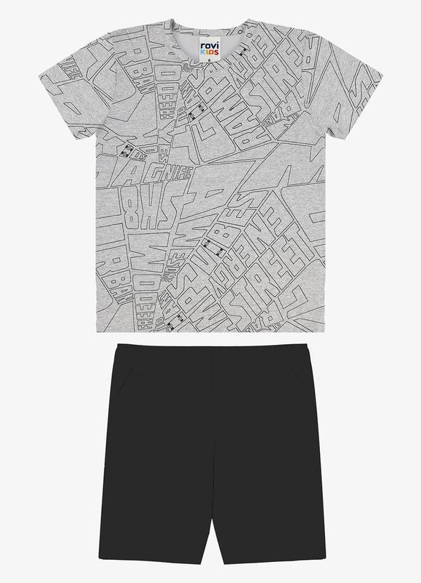 Conjunto Camiseta com Bermuda Infantil Cinza