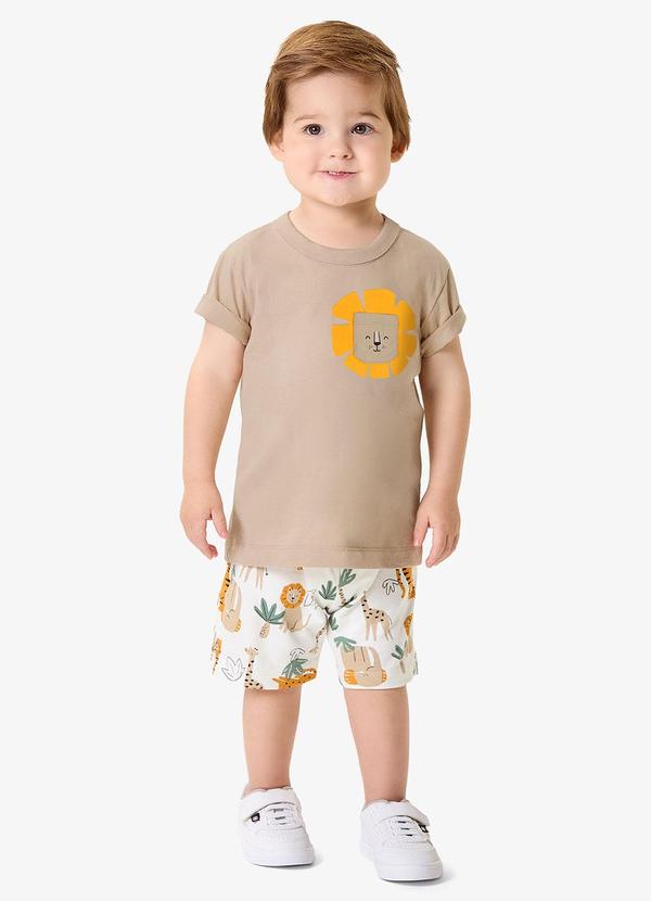Conjunto Camiseta com Bermuda Infantil Marrom