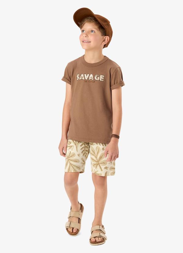 Conjunto Camiseta com Bermuda Infantil Marrom