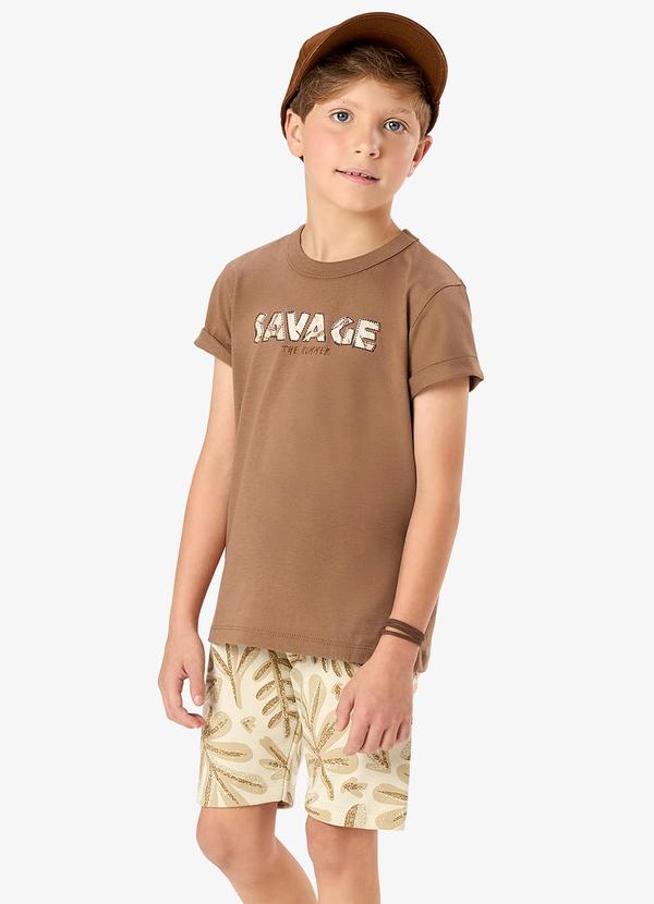 Conjunto Camiseta com Bermuda Infantil Marrom