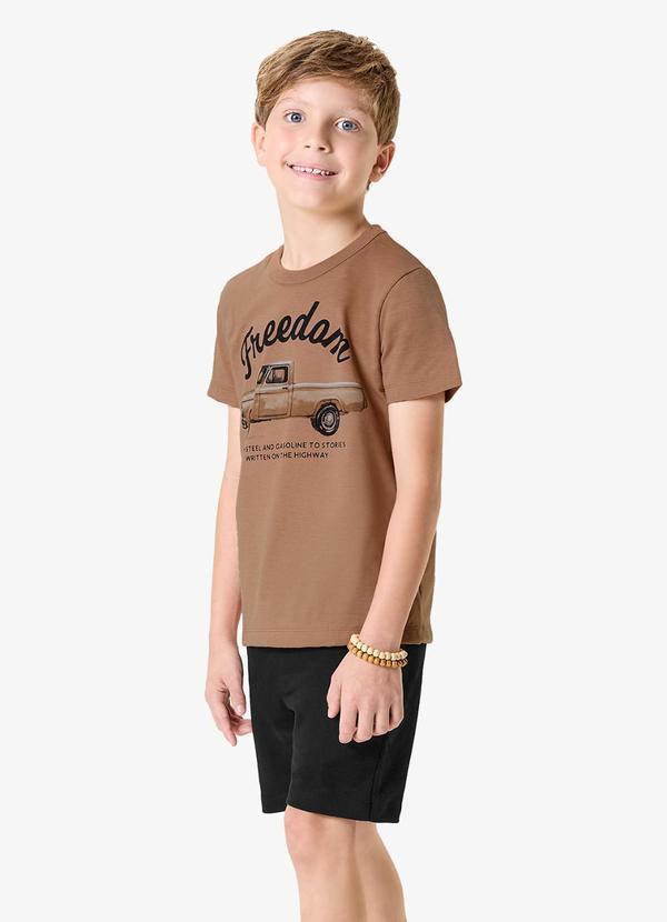 Conjunto Camiseta com Bermuda Infantil Marrom