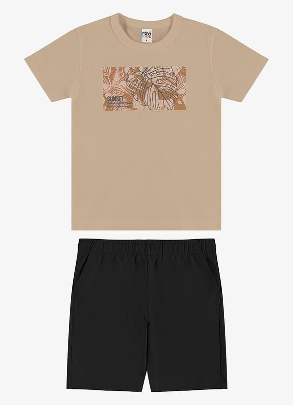 Conjunto Camiseta com Bermuda Infantil Marrom