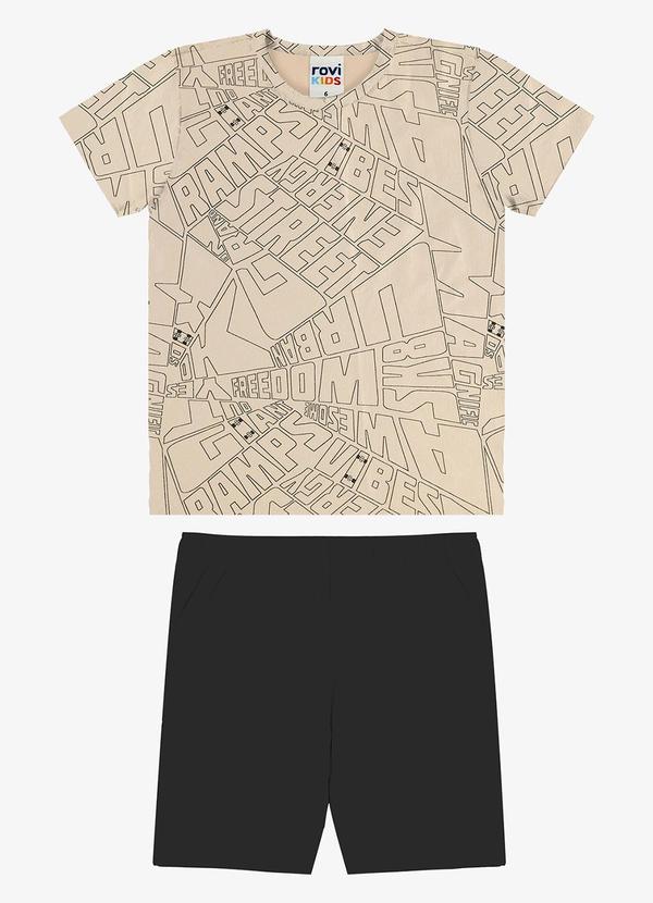 Conjunto Camiseta com Bermuda Infantil Marrom
