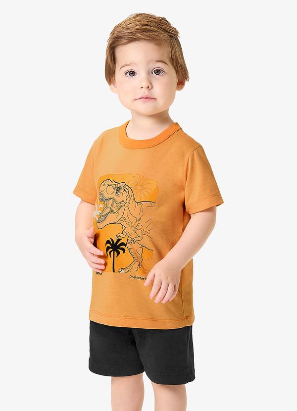 Conjunto Camiseta com Bermuda Infantil Marrom