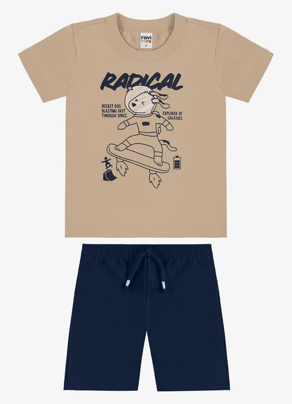 Conjunto Camiseta com Bermuda Infantil Marrom
