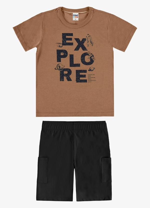 Conjunto Camiseta com Bermuda Infantil Marrom