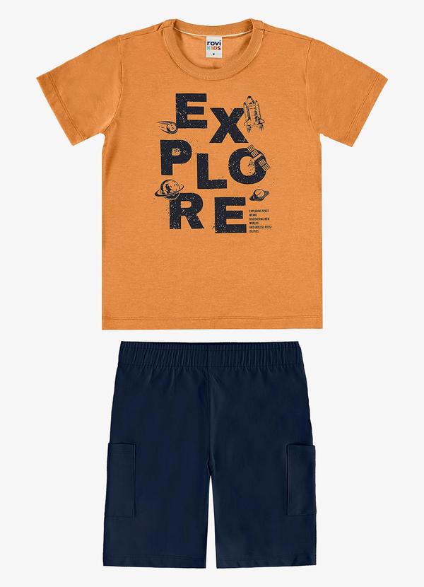 Conjunto Camiseta com Bermuda Infantil Marrom