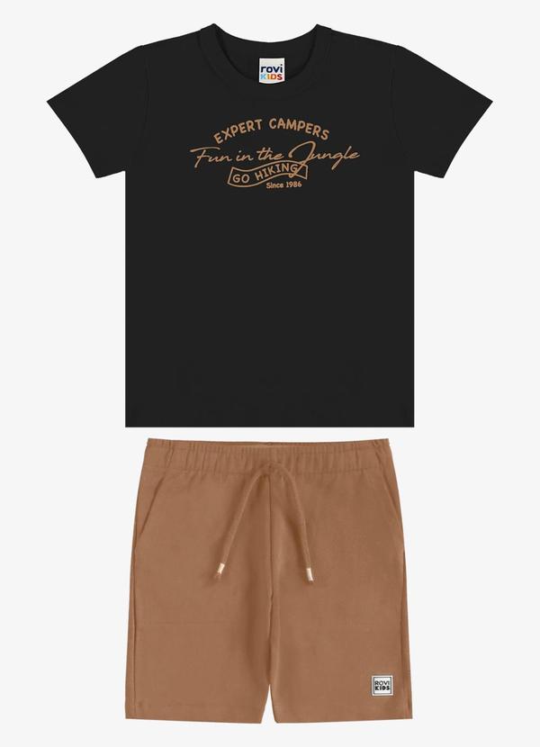 Conjunto Camiseta com Bermuda Infantil Preto