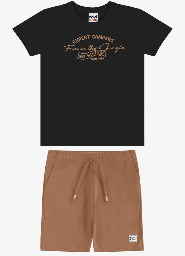 Conjunto Camiseta com Bermuda Infantil Preto