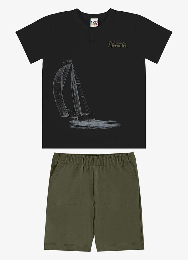 Conjunto Camiseta com Bermuda Infantil Preto