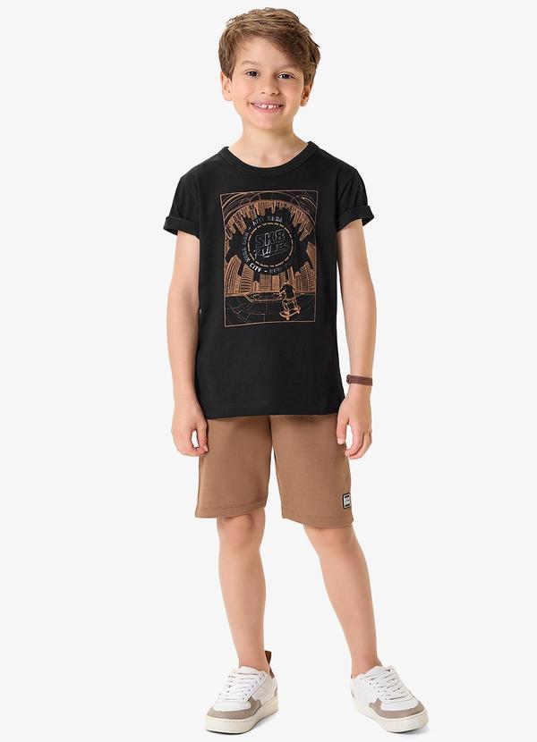 Conjunto Camiseta com Bermuda Infantil Preto