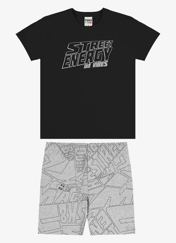 Conjunto Camiseta com Bermuda Infantil Preto