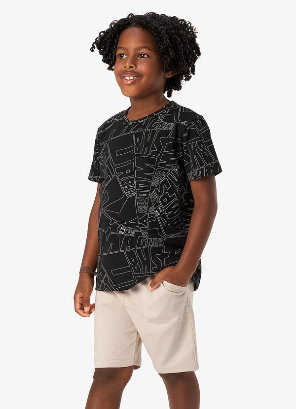 Conjunto Camiseta com Bermuda Infantil Preto