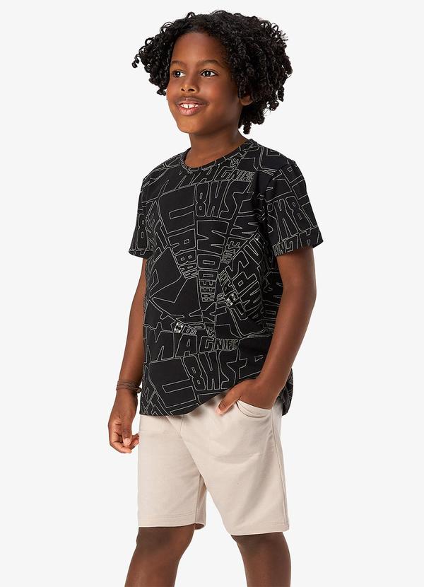 Conjunto Camiseta com Bermuda Infantil Preto