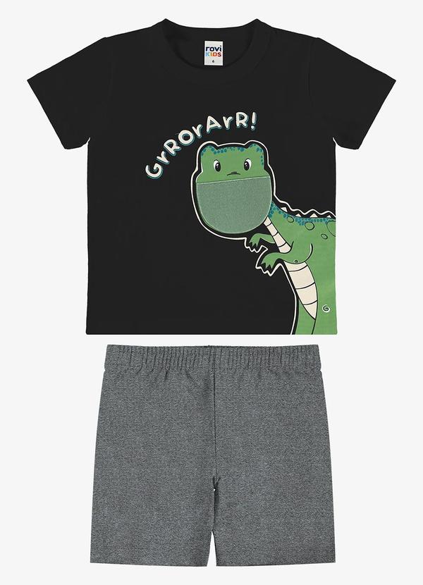 Conjunto Camiseta com Bermuda Infantil Preto
