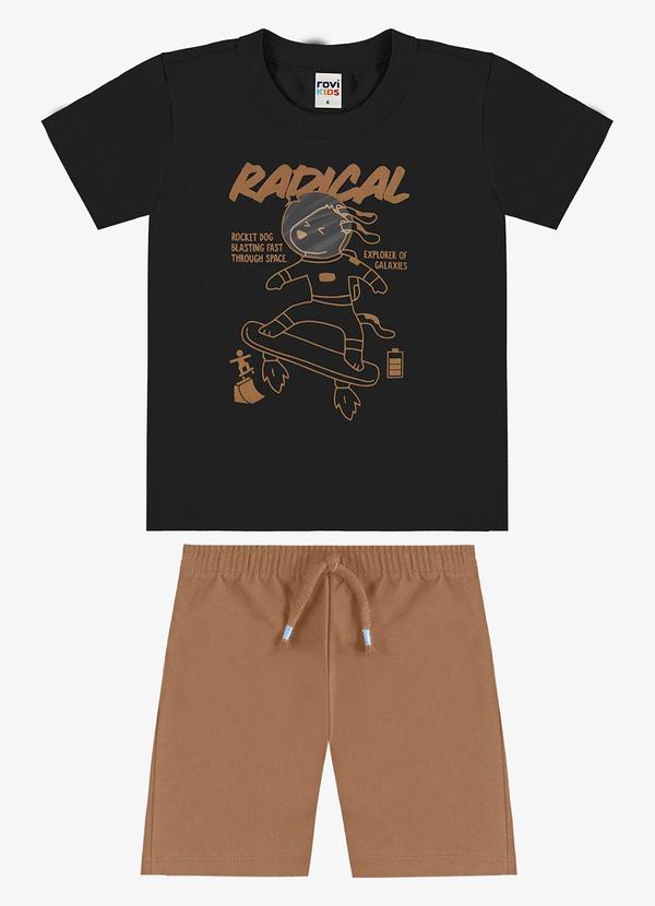 Conjunto Camiseta com Bermuda Infantil Preto