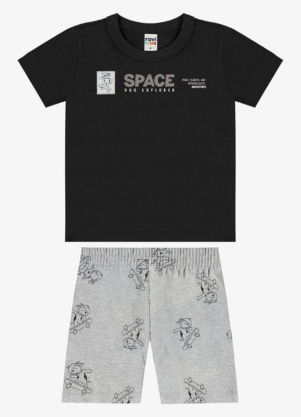 Conjunto Camiseta com Bermuda Infantil Preto