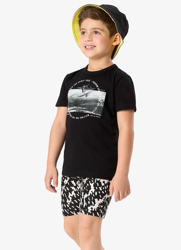 Conjunto Camiseta com Bermuda Infantil Preto