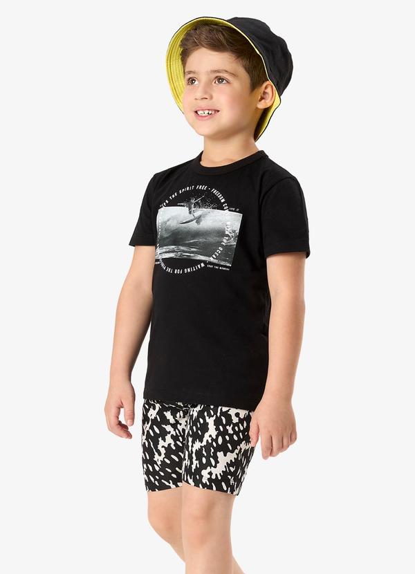 Conjunto Camiseta com Bermuda Infantil Preto
