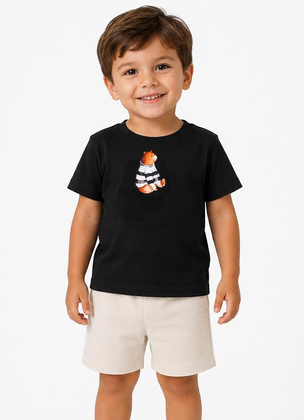 Conjunto Camiseta com Bermuda Infantil Preto