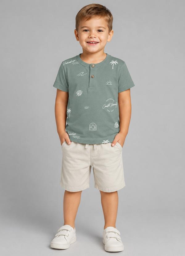 Conjunto Camiseta com Bermuda Infantil Verde