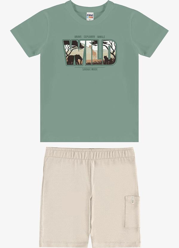 Conjunto Camiseta com Bermuda Infantil Verde