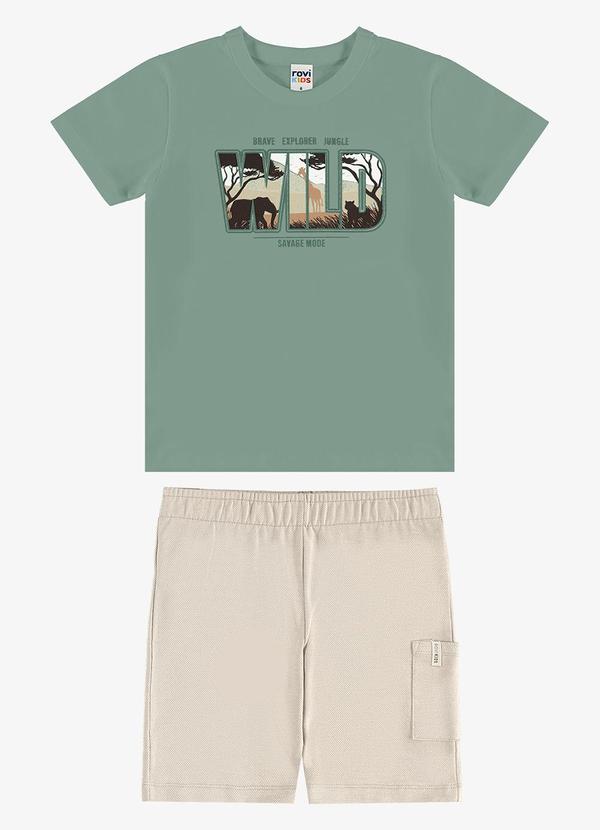Conjunto Camiseta com Bermuda Infantil Verde