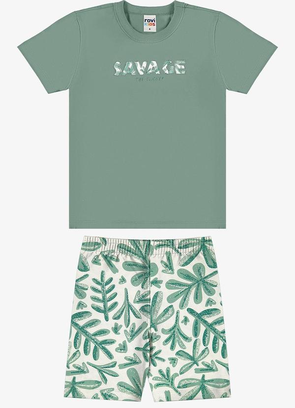 Conjunto Camiseta com Bermuda Infantil Verde