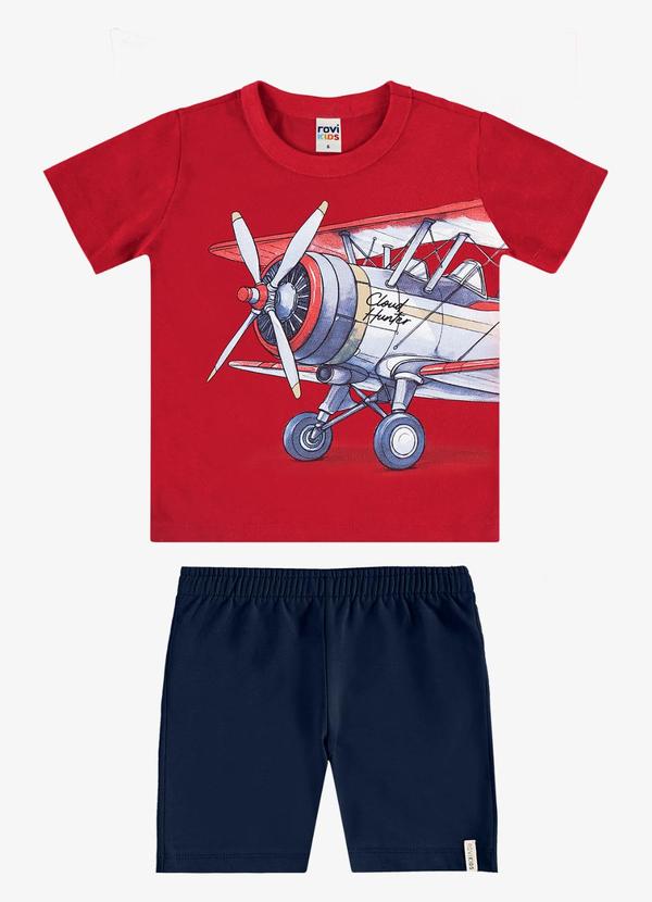 Conjunto Camiseta com Bermuda Infantil Vermelho