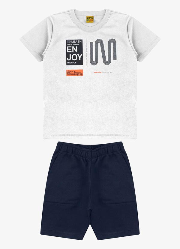 Vista 2 Conjunto Camiseta com Bermuda Masculino Branco Rovi Kids Rovi Kids