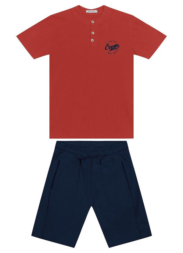 Conjunto Camiseta com Bermuda Masculino Laranja