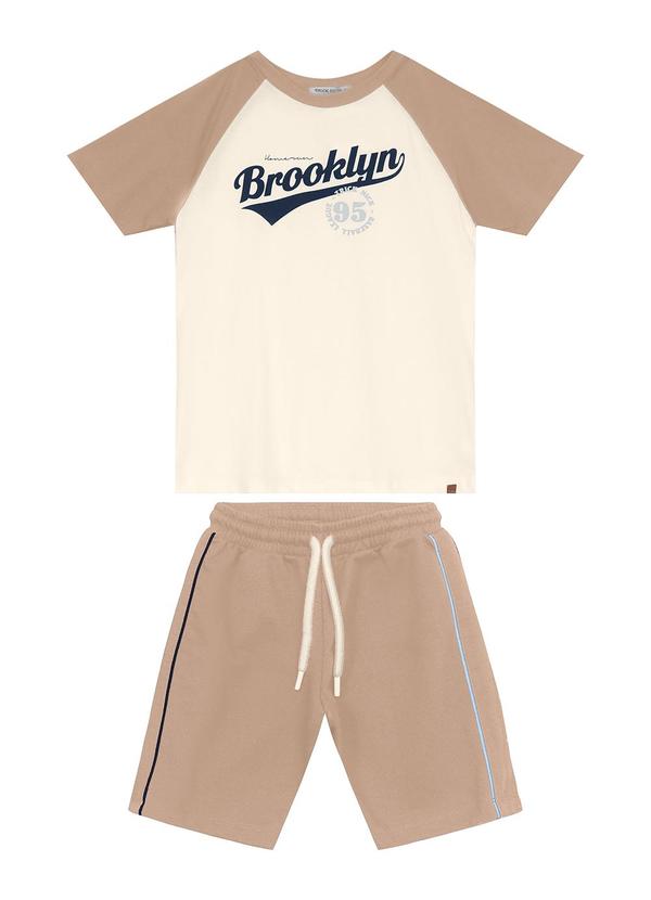Vista 2 Conjunto Camiseta com Bermuda Masculino Marrom Trick Nick Trick Nick