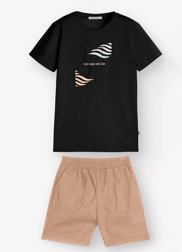 Vista 2 Conjunto Camiseta com Bermuda Masculino Preto Trick Nick Trick Nick