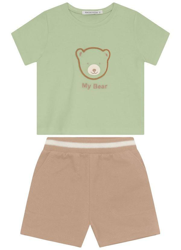 Vista 2 Conjunto Camiseta com Bermuda Masculino Verde Trick Nick Trick Nick