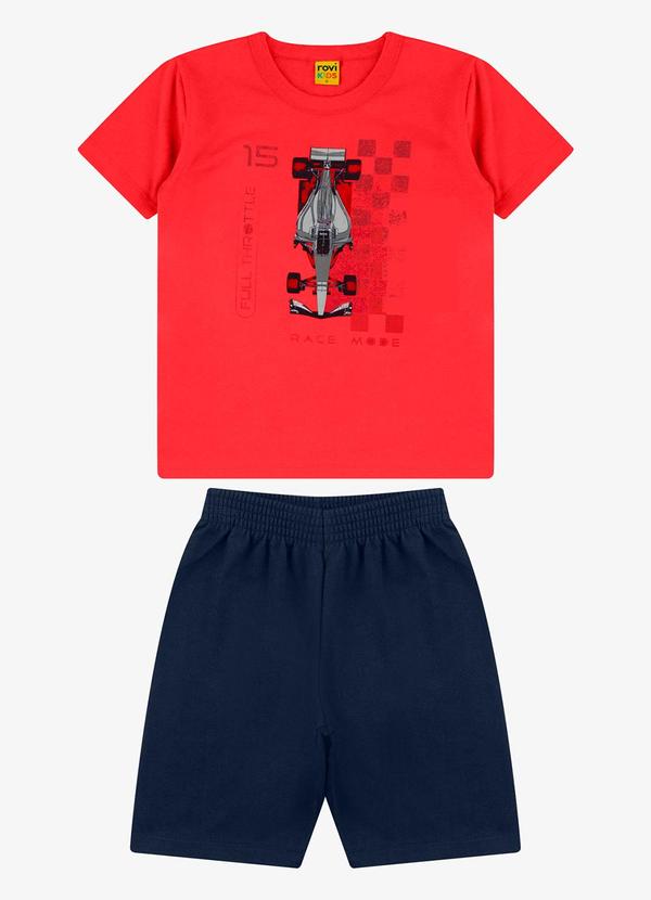 Vista 2 Conjunto Camiseta com Bermuda Masculino Vermelho Rovi Kids Rovi Kids