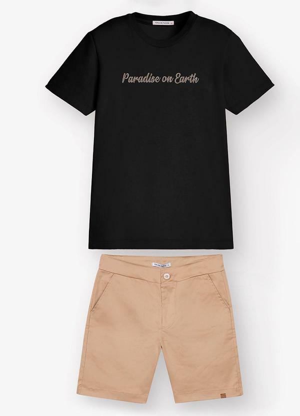 Vista 2 Conjunto Camiseta com Bermuda Preto Trick Nick Trick Nick