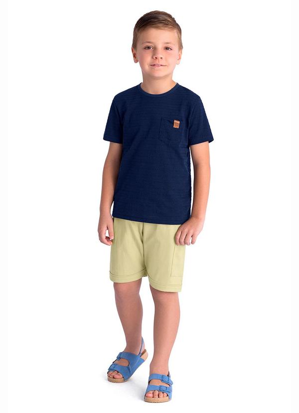Conjunto Camiseta com Bolso e Bermuda Azul