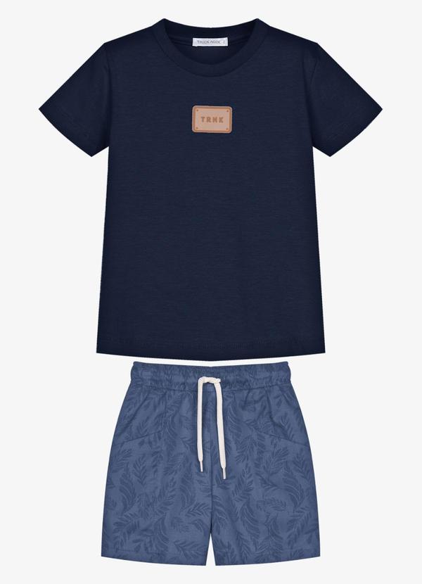 Conjunto Camiseta Cotton com Bermuda Azul