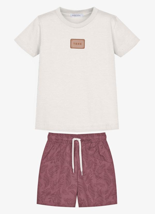 Conjunto Camiseta Cotton com Bermuda Bege
