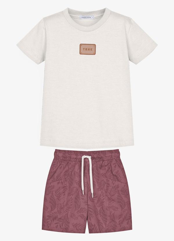 Conjunto Camiseta Cotton com Bermuda Bege