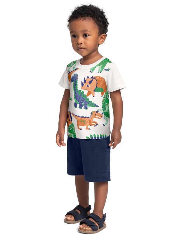 Conjunto Camiseta Dino Bermuda Bege